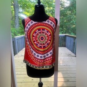 Renee C Orange Print Top